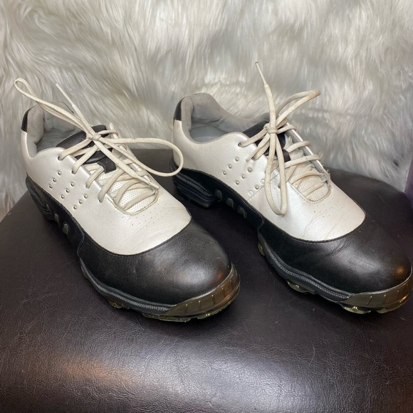 Adidas Tour Metal White Black Leather Fit Foam Spike Z Women Golf Shoe Size 7 - Picture 2 of 11